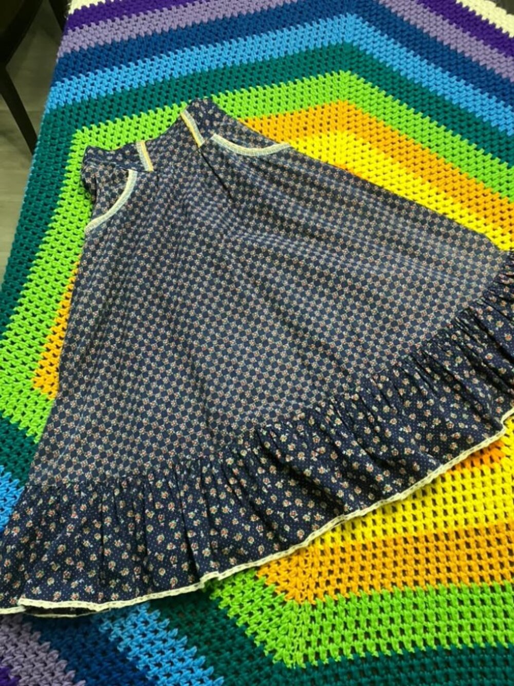 70's Vintage Gunne Sax Jessicas Gunnies Blue Red Green Calico Prairie Midi Skirt